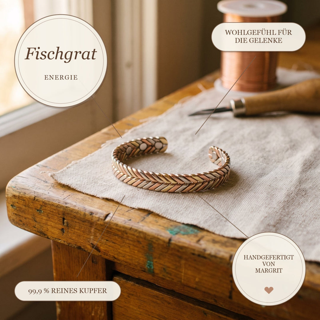 Margrits Fischgrat Kupferarmband