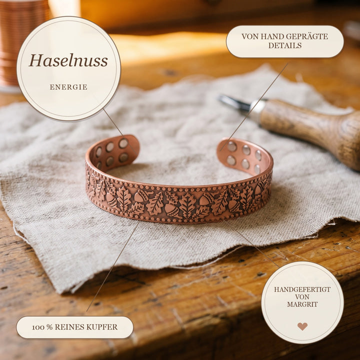 Margrits Haselnuss Kupferarmband