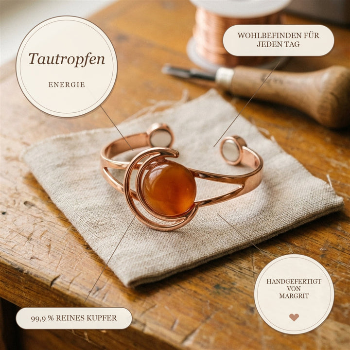 Margrits Tautropfen Kupferarmband Bernstein